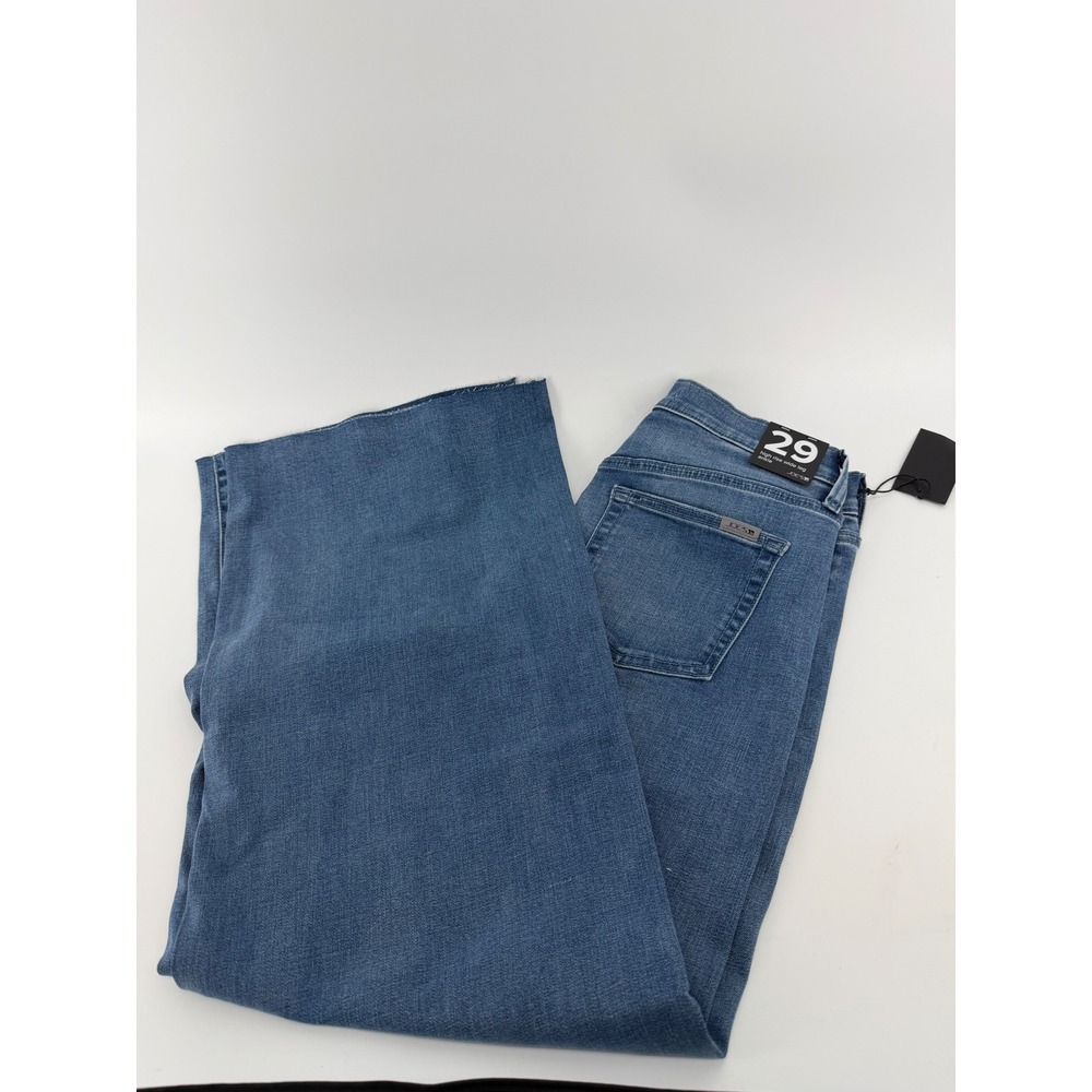 Joe's Jeans Womens 29 Blue Denim High Rise Wide Leg Ankle Raw Hem Stretch Jeans